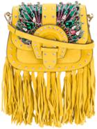 Gedebe - Embroidered Tote - Women - Suede/acrylic/pvc/glass - One Size, Yellow/orange, Suede/acrylic/pvc/glass