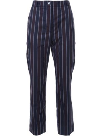 22/4 By Stephanie Hahn Pinstriped Cropped High Waisted Trousers