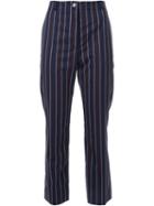 22/4 By Stephanie Hahn Pinstriped Cropped High Waisted Trousers