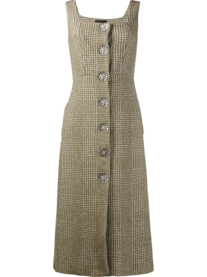 Simone Rocha Metallic Tweed Buttoned Dress, Women's, Size: 8, Green, Cotton/polyamide/acetate/wool