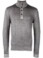 Sun 68 Half-button Logo Sweater - Grey