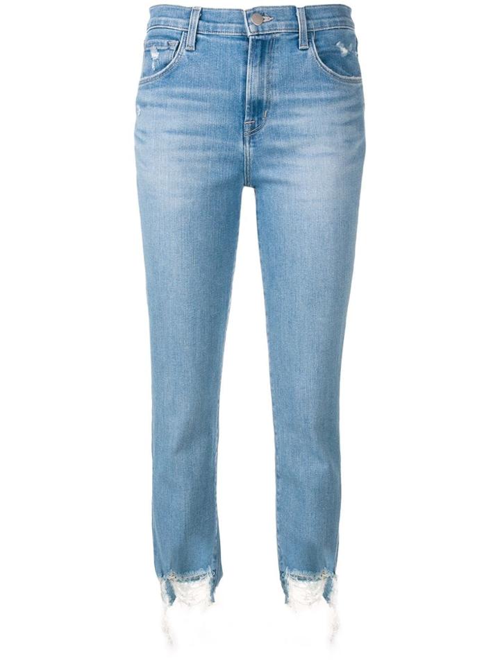 J Brand Ripped Hem Jeans - Blue