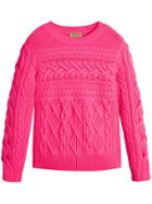 Burberry Aran Knit Wool Cashmere Sweater - Pink & Purple