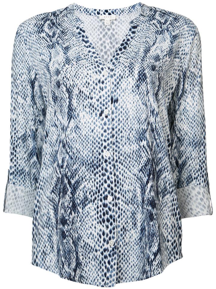 Joie - Snakeskin Print Shirt - Women - Rayon - S, White, Rayon