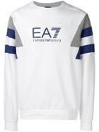 Ea7 Emporio Armani Blue Striped Sweater - White