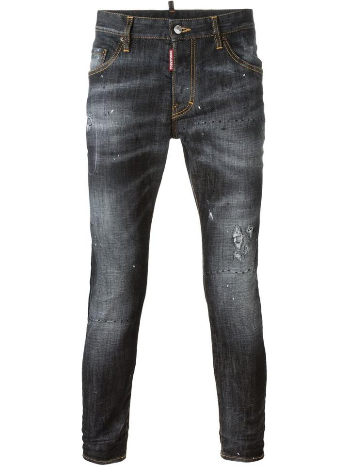 Dsquared2 'skater' Jeans, Men's, Size: 54, Black, Cotton/spandex/elastane/calf Leather