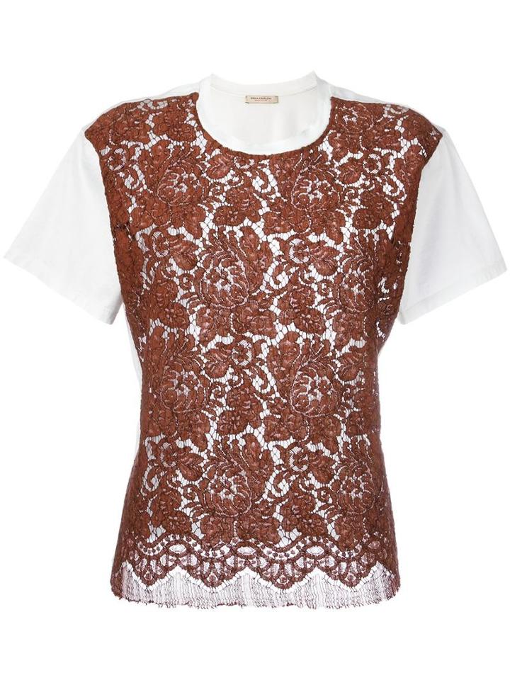 Erika Cavallini - Lace Panel T-shirt - Women - Cotton/polyamide/viscose - 44, White, Cotton/polyamide/viscose