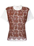 Erika Cavallini - Lace Panel T-shirt - Women - Cotton/polyamide/viscose - 44, White, Cotton/polyamide/viscose