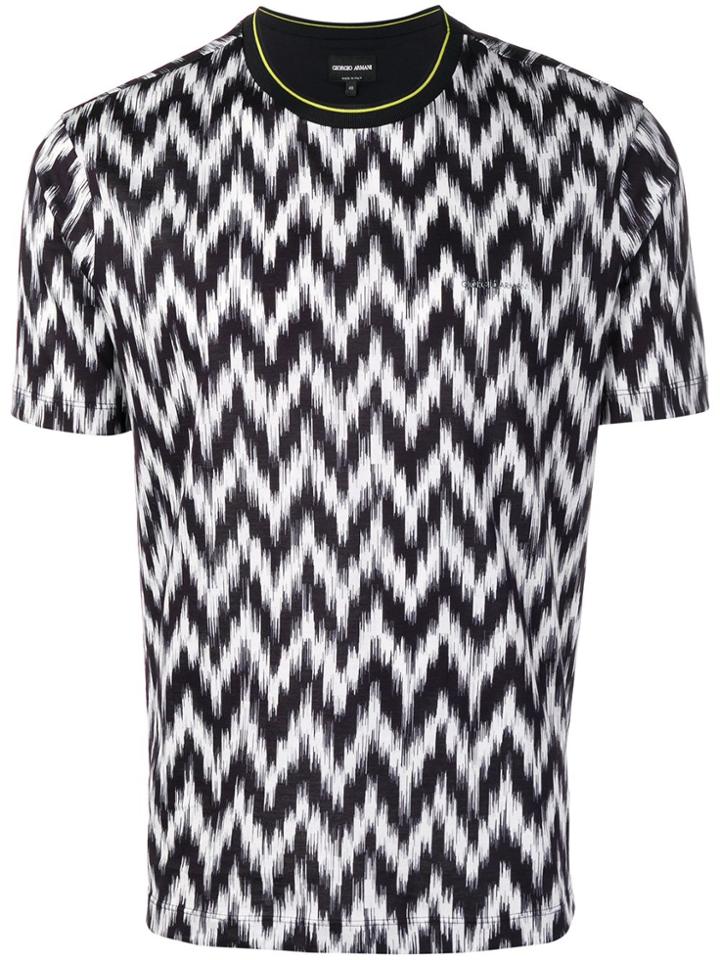 Giorgio Armani Zig-zag Printed T-shirt - Black