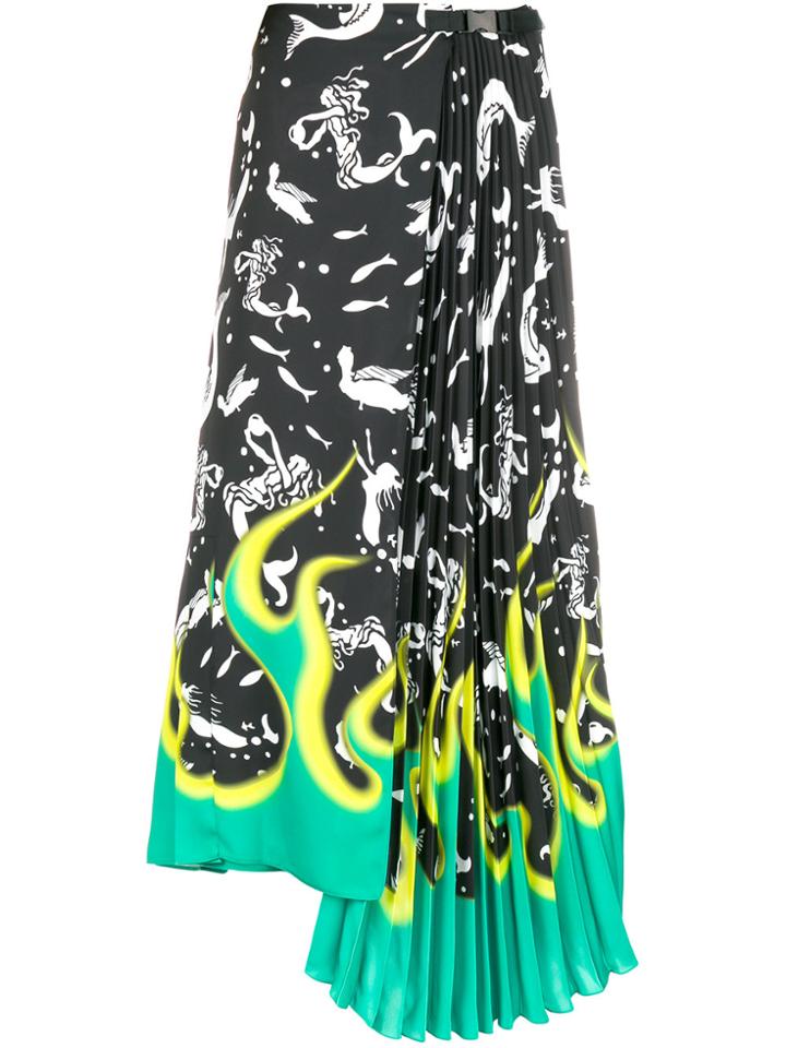 Prada Asymmetric Pleated Skirt - Black