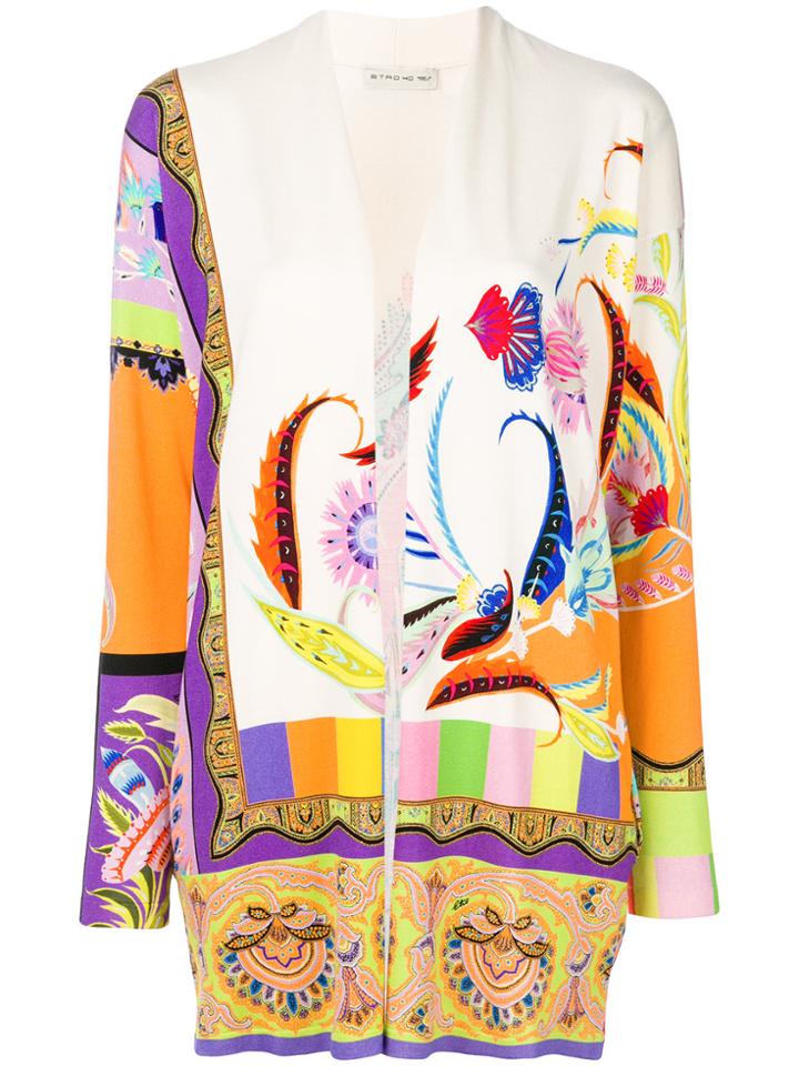 Etro Floral Print Longline Cardigan - Nude & Neutrals