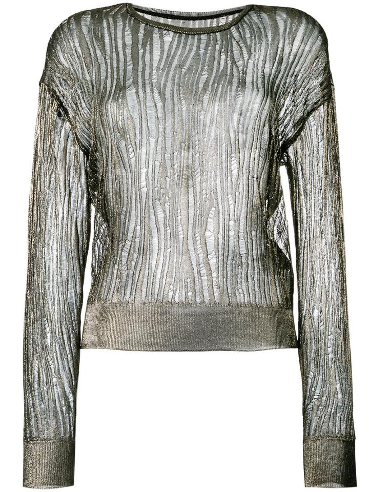 Saint Laurent Sheer Top, Women's, Size: Small, Black, Viscose/polyester