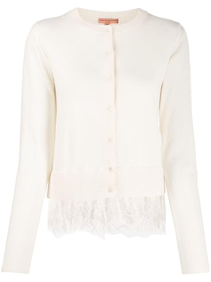 Ermanno Scervino Lace Hem Cardigan - White