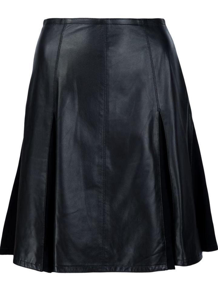 Yigal Azrouel A-line Skirt, Women's, Size: 2, Black, Lamb Skin