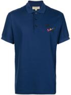 Burberry Logo Embroidered Polo Shirt - Blue