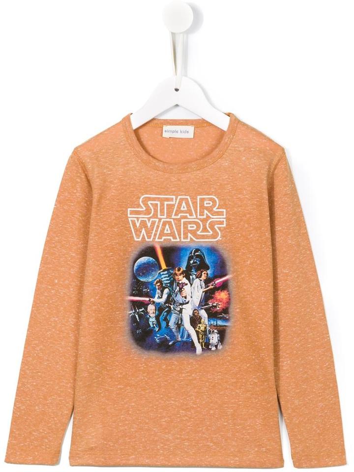 Simple Kids Stars Wars Print Top, Boy's, Size: 8 Yrs, Yellow/orange