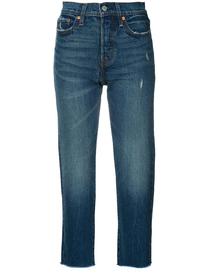 Levi's Raw Hem Cropped Jeans, Women's, Size: 29, Blue, Cotton/spandex/elastane