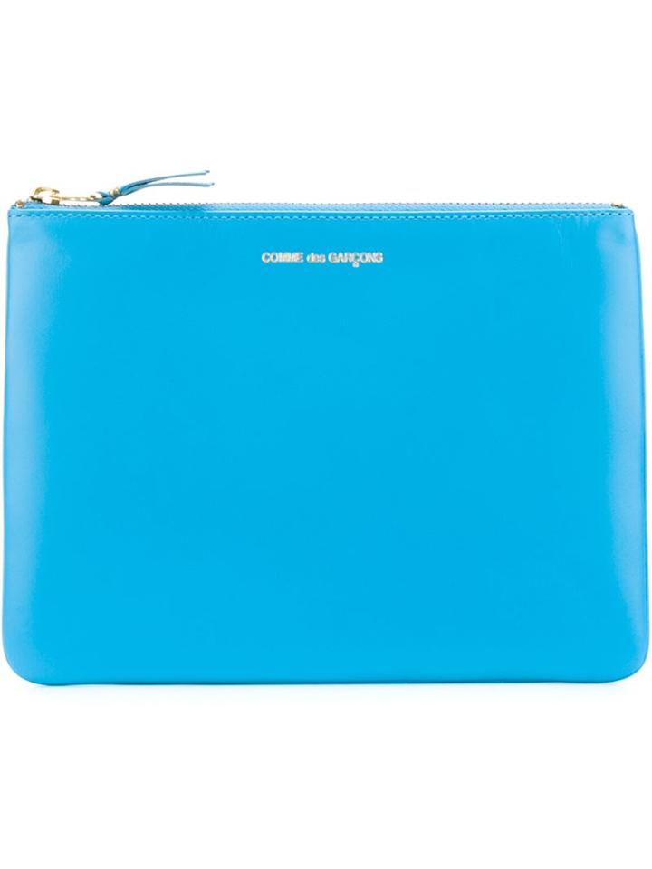 Comme Des Garçons Wallet 'colour Plain' Clutch, Adult Unisex, Blue, Leather