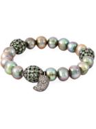 Loree Rodkin 18kt White Gold Diamond Horn Pearl Bracelet
