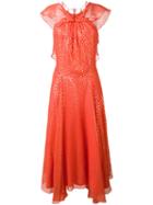 Daizy Shely - Metallic Spot Butterfly Dress - Women - Silk/polyester/acetate/polystyrene - 44, Red, Silk/polyester/acetate/polystyrene