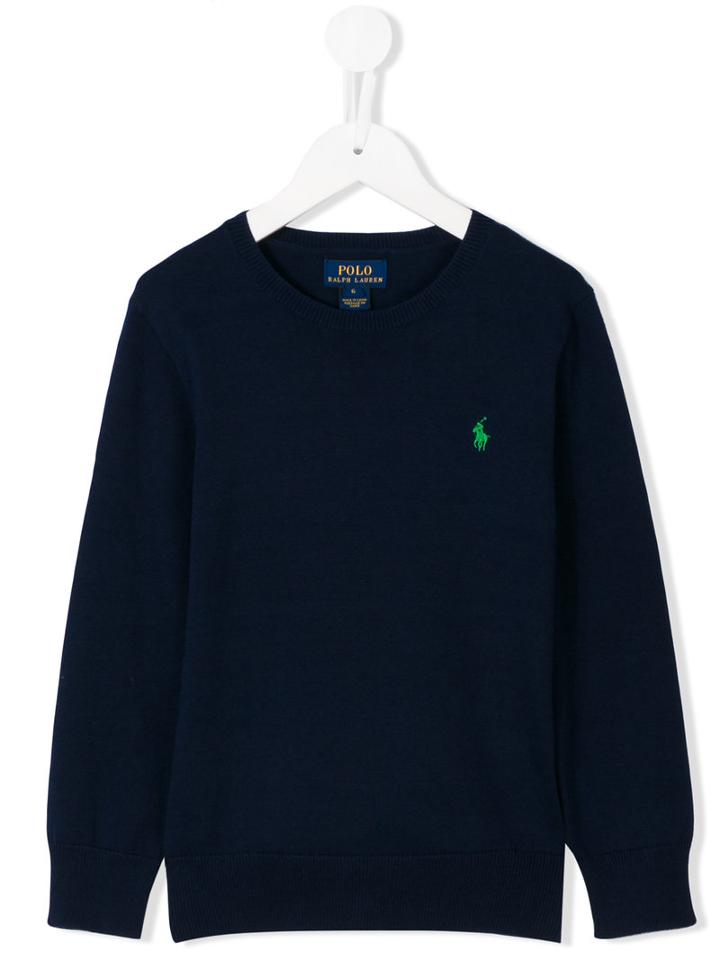 Ralph Lauren Kids - Embroidered Logo Jumper - Kids - Cotton - 2 Yrs, Blue