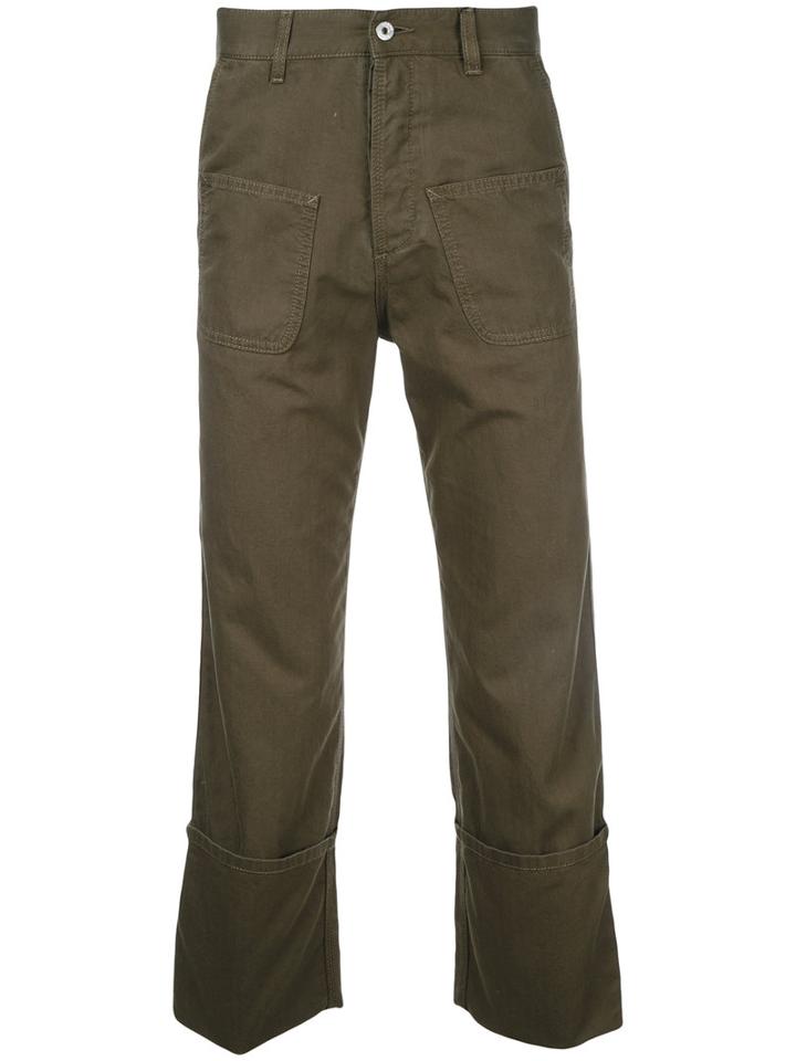 Loewe Patch Pocket Trousers, Men's, Size: 46, Green, Cotton/linen/flax