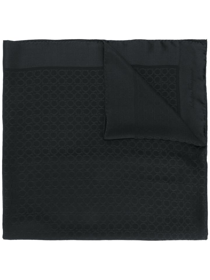 Salvatore Ferragamo Logo Detail Scarf - Black