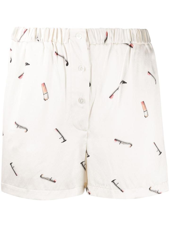 Alexander Wang Cigarette-butt Print Shorts - Neutrals