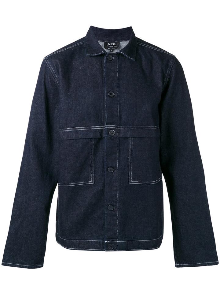 A.p.c. - Seaming Detail Denim Jacket - Men - Cotton - S, Blue, Cotton