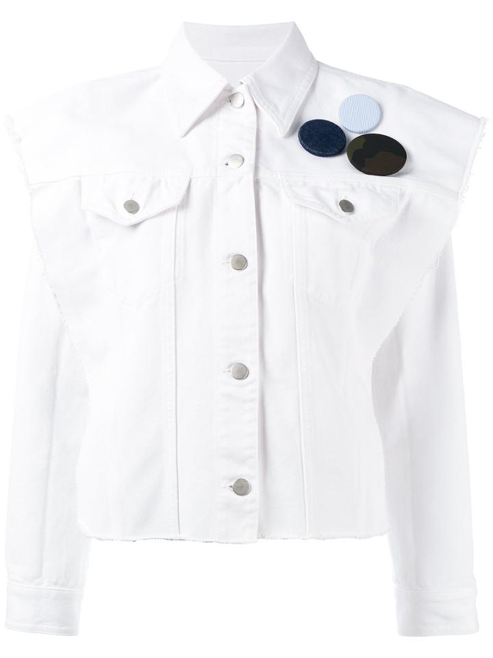 Mm6 Maison Margiela - Patch Shirt Jacket - Women - Cotton - 40, White, Cotton