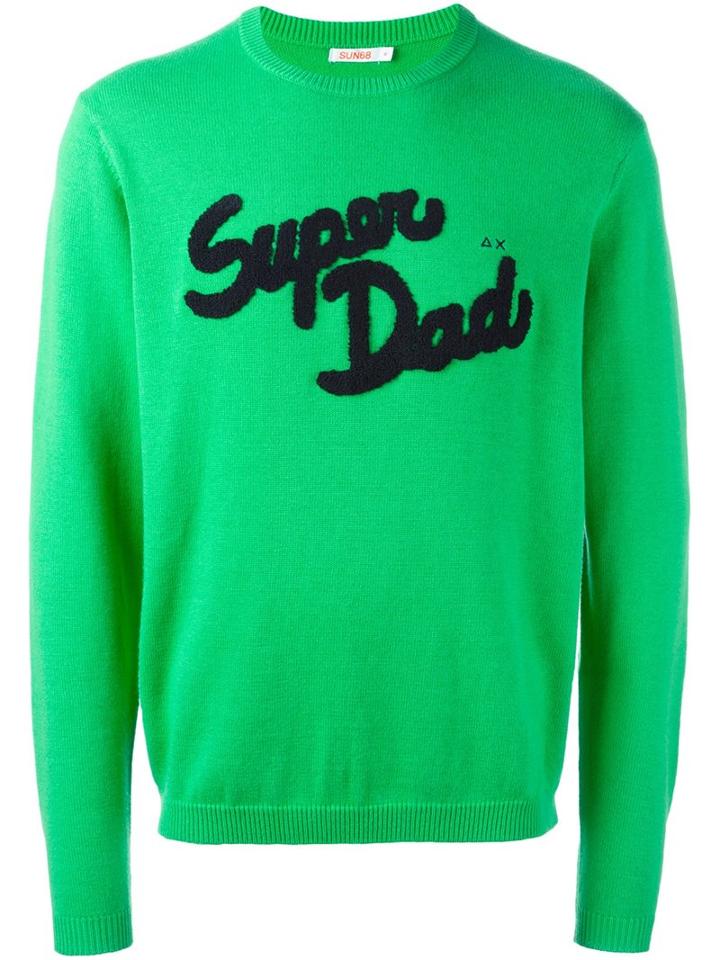 Sun 68 Super Dad Patch Sweater, Men's, Size: Large, Green, Cotton/wool
