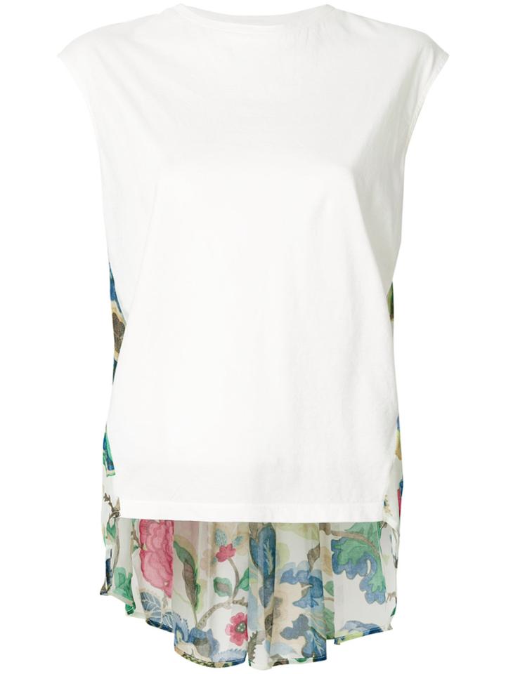 Semicouture Rear Floral Pattern Sleeveless Top - White