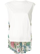 Semicouture Rear Floral Pattern Sleeveless Top - White