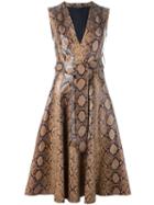 Alexander Mcqueen Python Print Dress, Women's, Size: 40, Brown, Lamb Skin/cotton