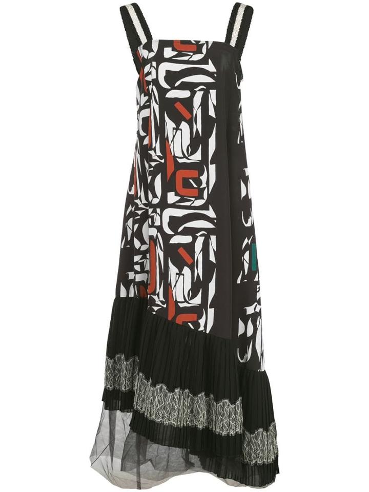 Adeam Asymmetric Printed Midi Dress - Black