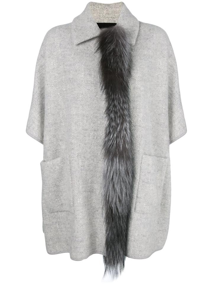 Fabiana Filippi Fox Fur Trim Coat - Grey