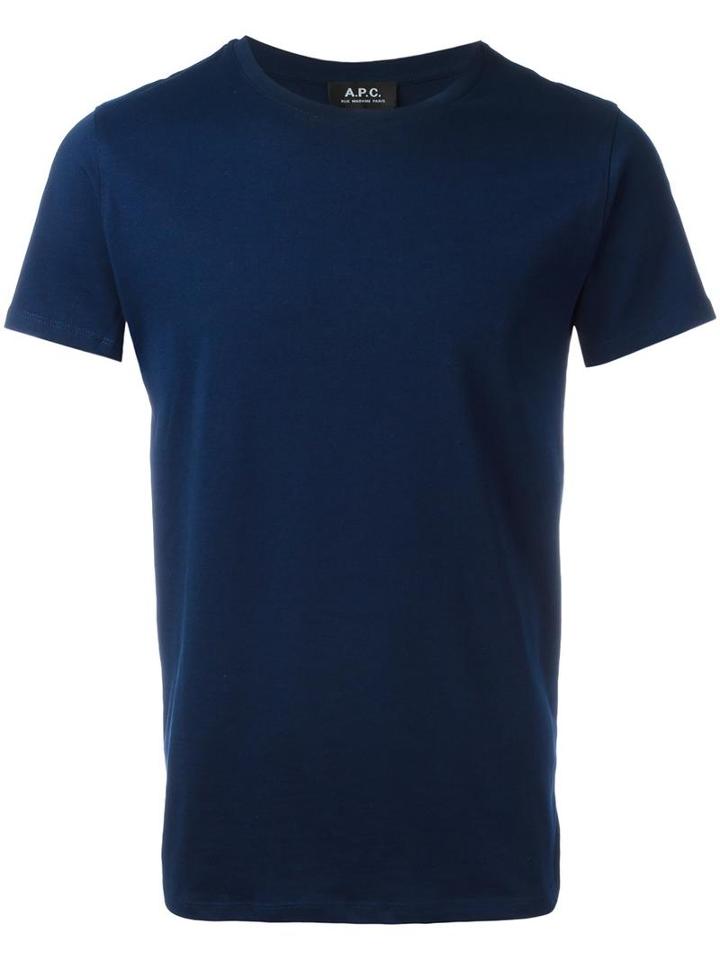 A.p.c. Crew Neck T-shirt, Men's, Size: Small, Blue, Cotton