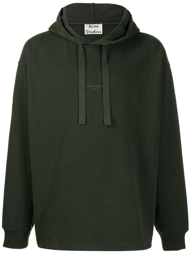 Acne Studios Inverted Logo Print Hoodie - Green