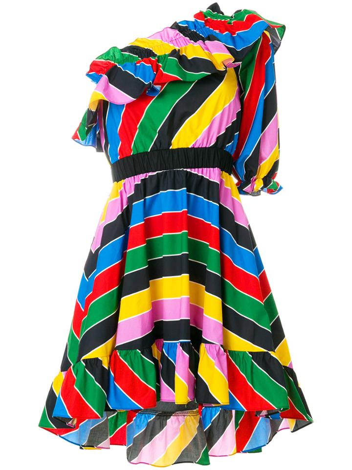 Philosophy Di Lorenzo Serafini Rainbow Stripe One Shoulder Mini Dress