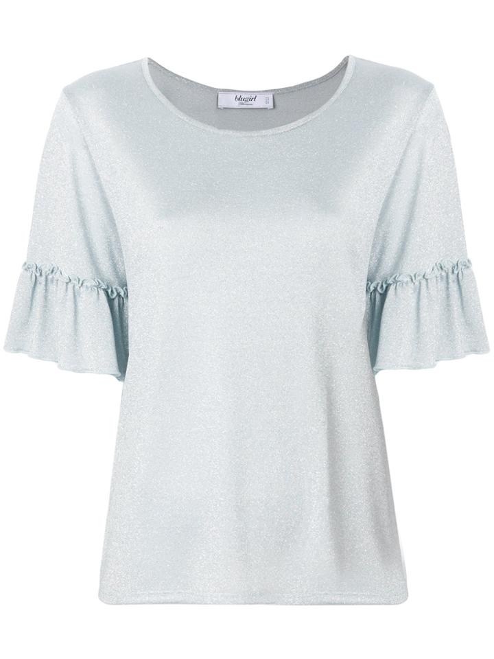 Blugirl Ruffle Sleeve Sparkly T-shirt - Blue