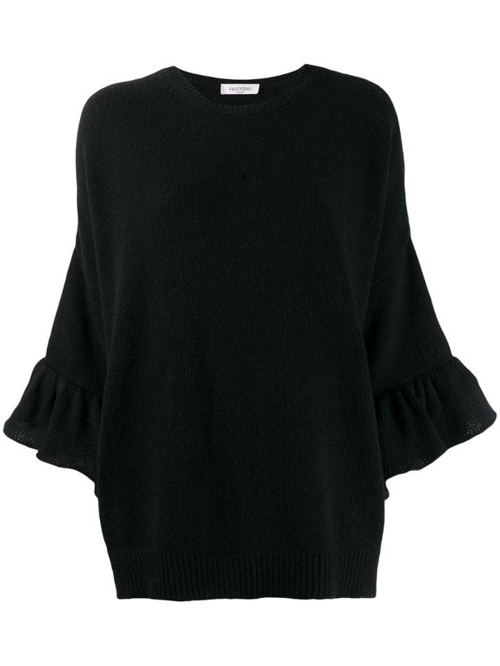 Valentino Ruffled Sleeve Top - Black