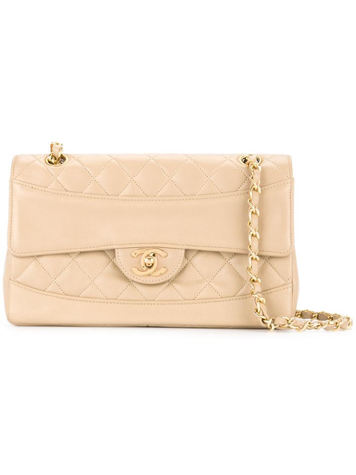 Chanel Vintage Quilted Double Chain Shoulder Bag - Nude & Neutrals