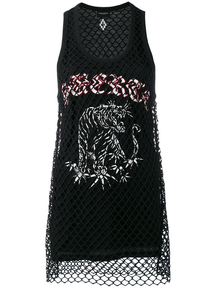 Marcelo Burlon County Of Milan - Printed Mesh Vest - Women - Cotton/polyester/spandex/elastane - S, Black, Cotton/polyester/spandex/elastane