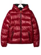 Save The Duck Kids Teen Hooded Puffer Jacket - Red