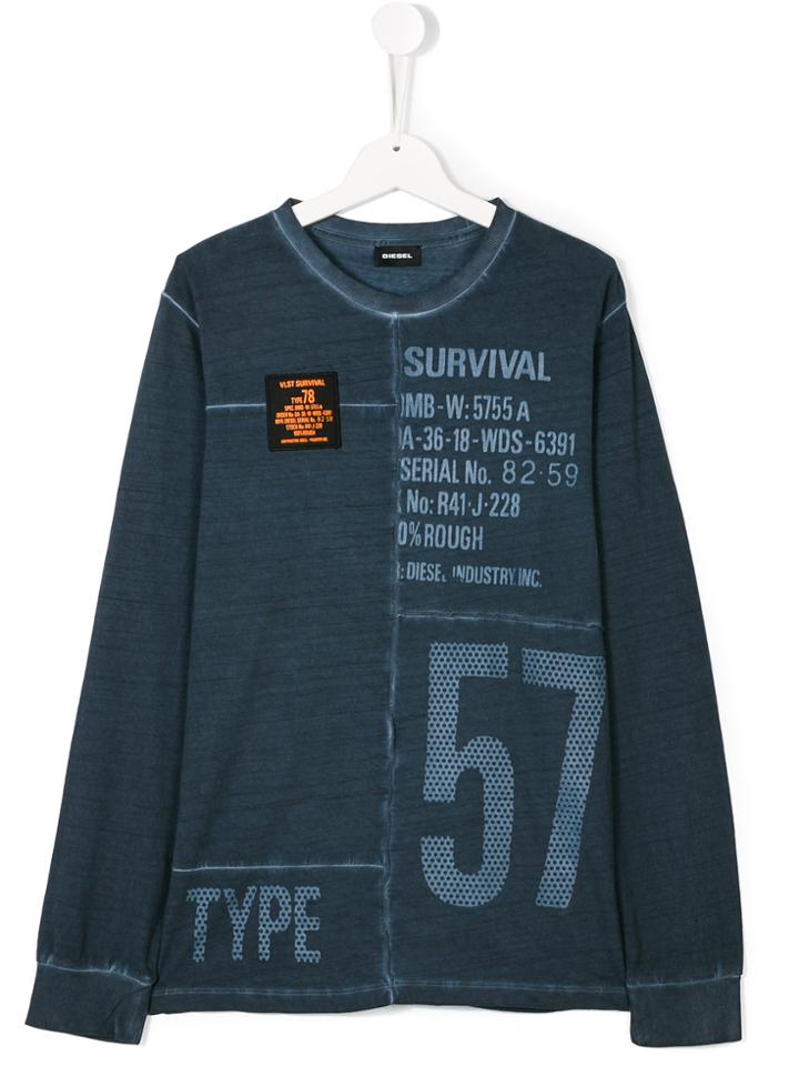 Diesel Kids Printed Longsleeved T-shirt - Blue