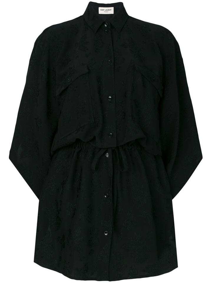 Saint Laurent Oversized Floral Textured Shirt - Black
