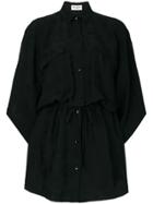 Saint Laurent Oversized Floral Textured Shirt - Black