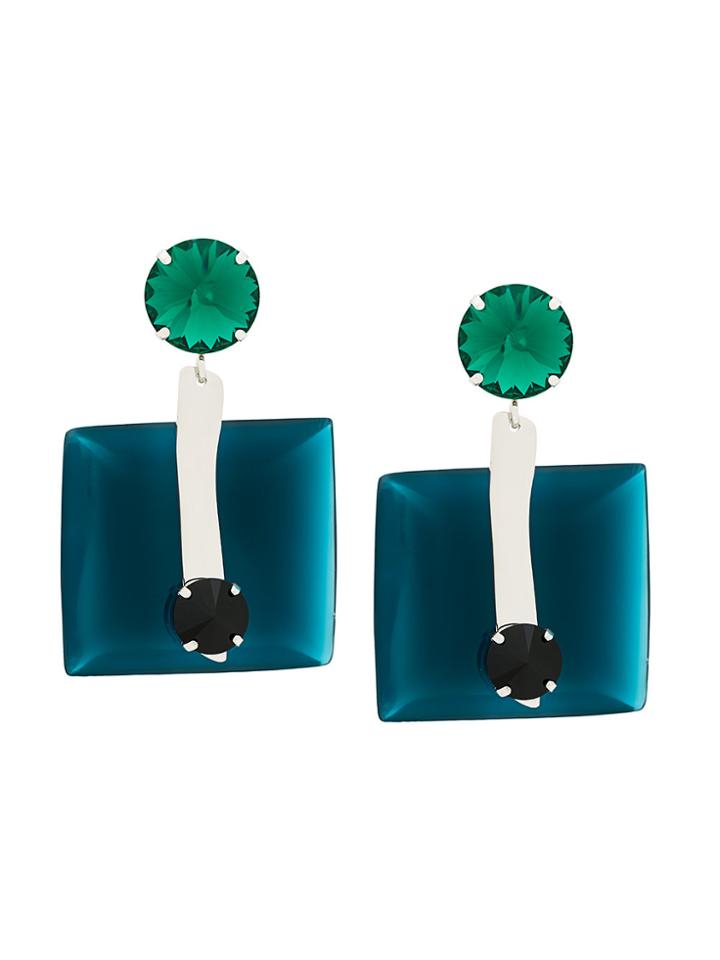 Marni Clip-on Crystal Earrings - Blue