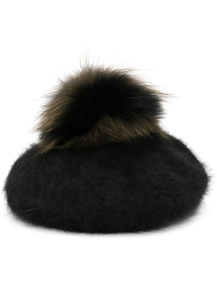 Yves Salomon Accessories Pompom Beanie - Black