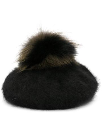 Yves Salomon Accessories Pompom Beanie - Black